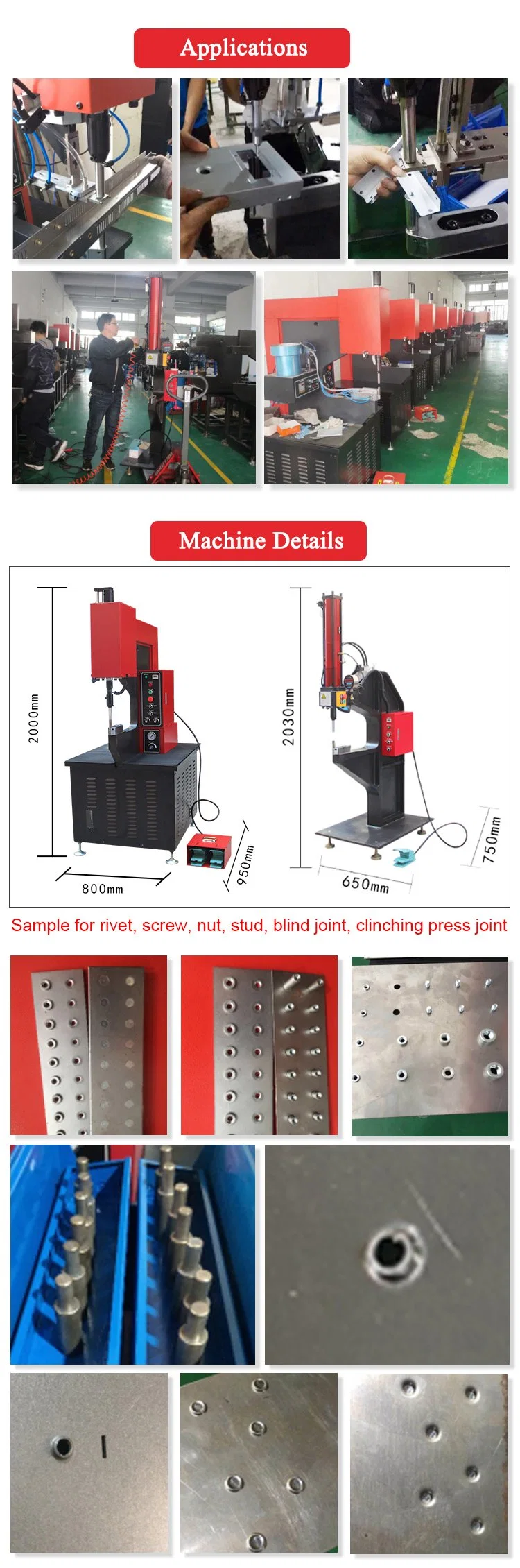 Auto Screws Nuts Insert Press Machine with Batch Missing Preventing Counter